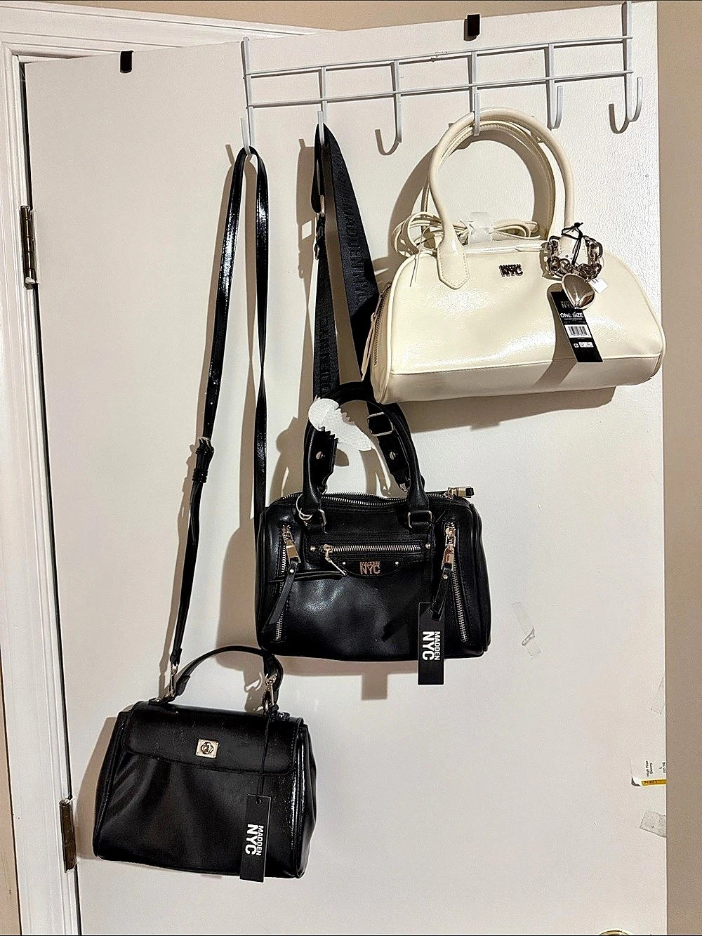 Madden NYC East West Bowler Bag Shoulder Bag Black & White